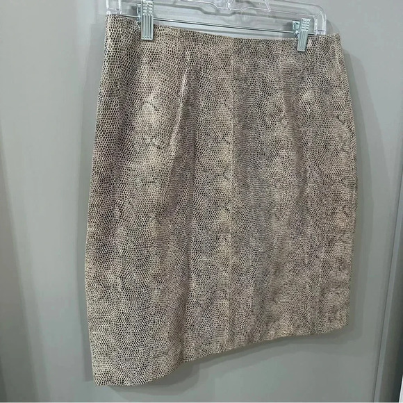 Brandon Thomas Skirt Designer Leather Snake Skin Print Couture Skirt Size 9 - Picture 2 of 5